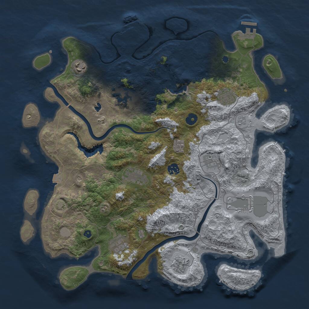 Rust Map: Procedural Map, Size: 4000, Seed: 2139839491, 16 Monuments