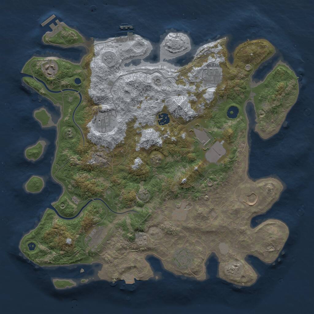 Rust Map: Procedural Map, Size: 3900, Seed: 39943173, 16 Monuments