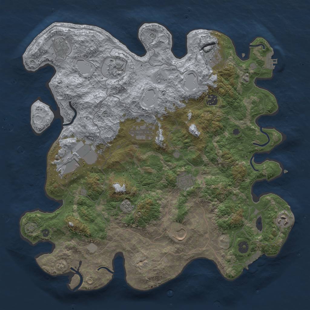 Rust Map: Procedural Map, Size: 4000, Seed: 90302347, 18 Monuments
