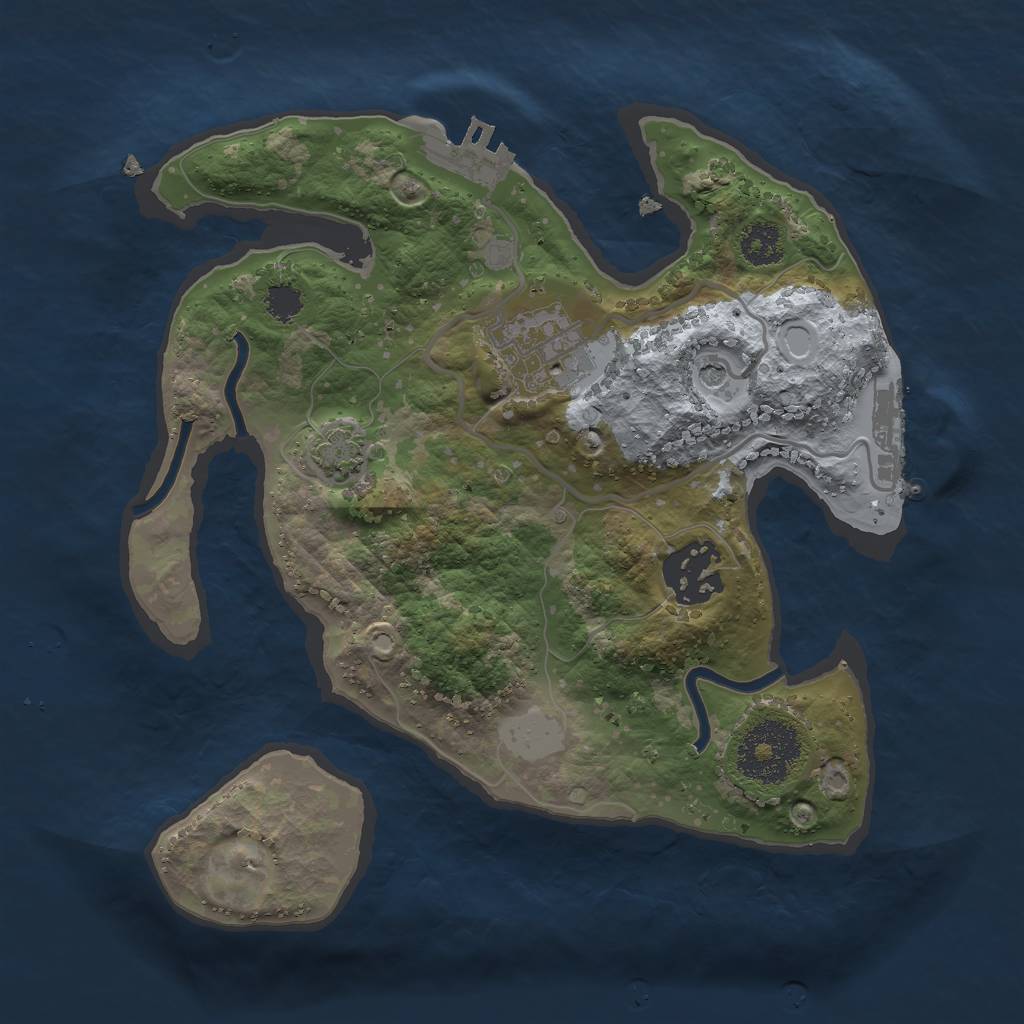 Rust Map: Procedural Map, Size: 2444, Seed: 689617630, 9 Monuments