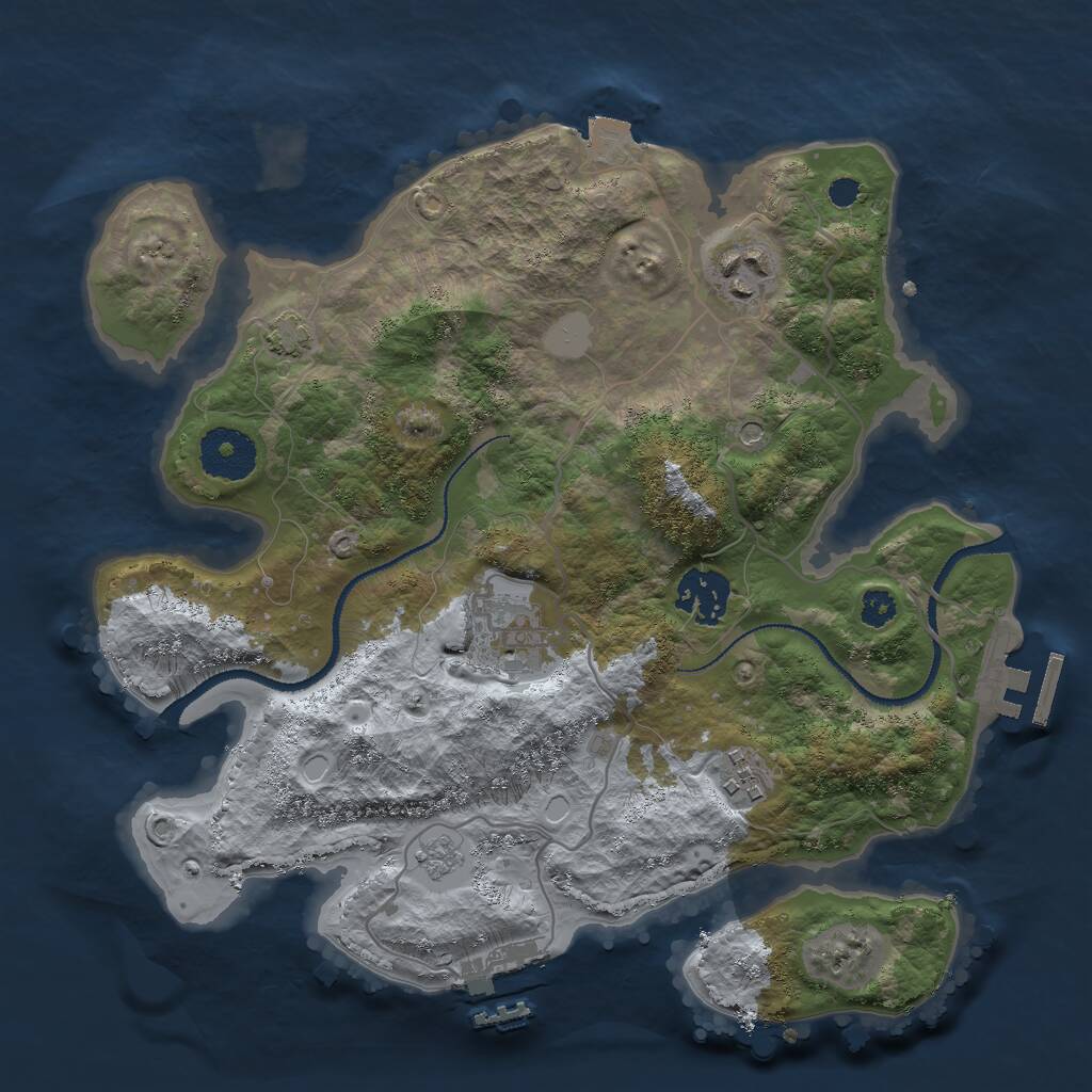 Rust Map: Procedural Map, Size: 3000, Seed: 23122, 10 Monuments