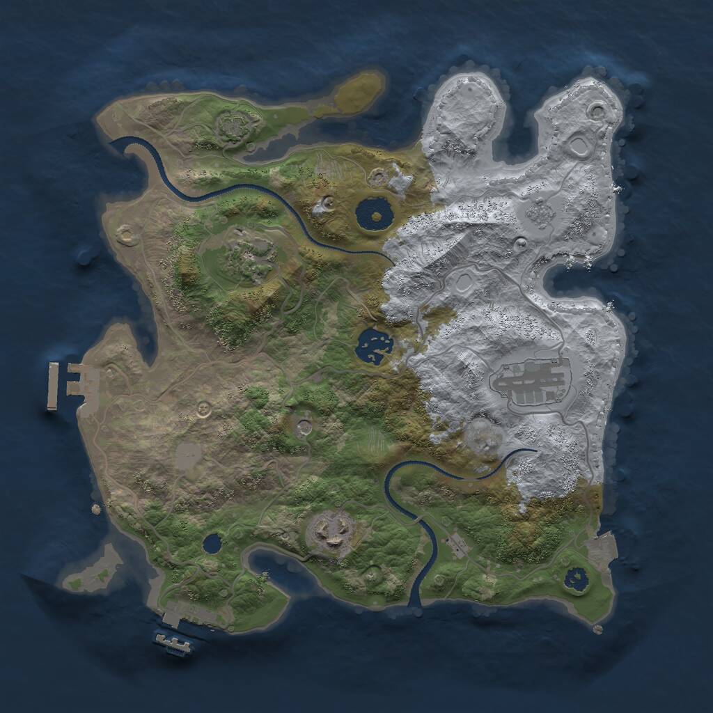 Rust Map: Procedural Map, Size: 3000, Seed: 4906, 10 Monuments