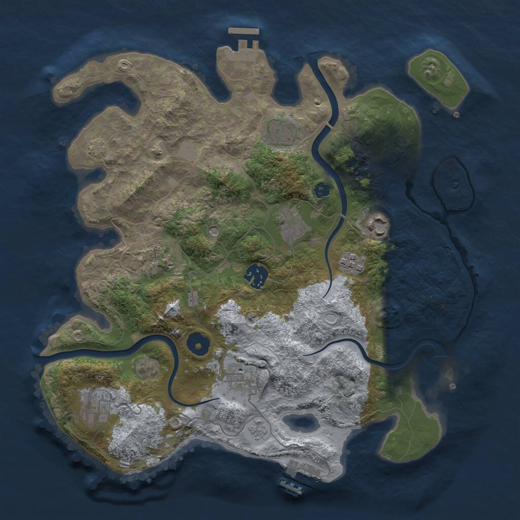 Rust Map: Procedural Map, Size: 3400, Seed: 11590049, 14 Monuments