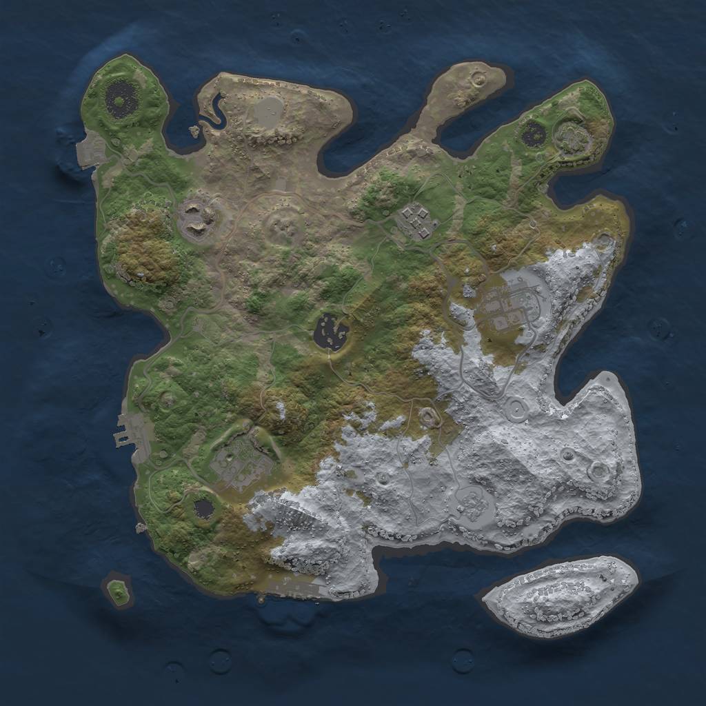 Rust Map: Procedural Map, Size: 3000, Seed: 81033295, 12 Monuments