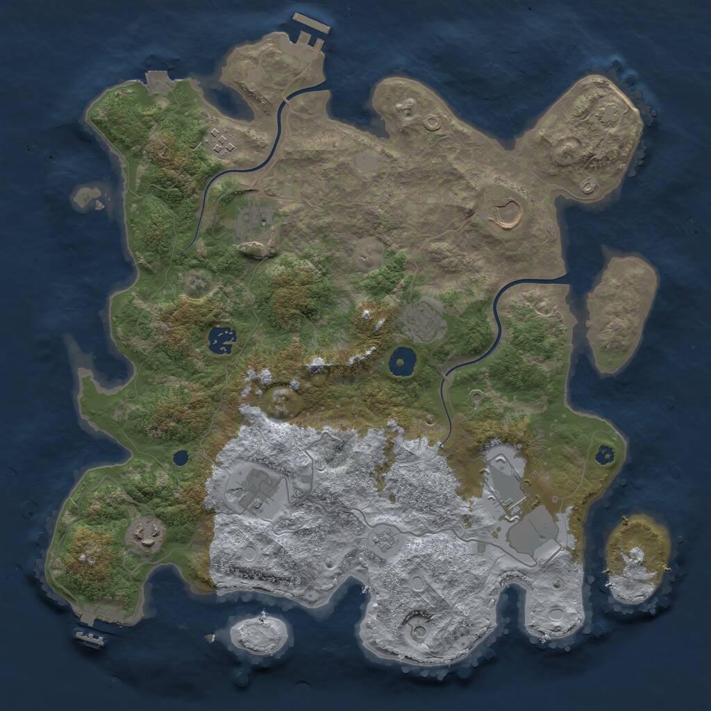 Rust Map: Procedural Map, Size: 3750, Seed: 9220190, 14 Monuments