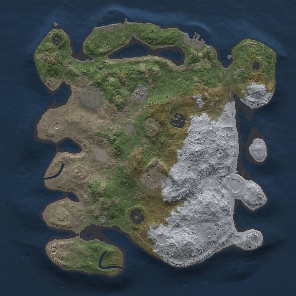 Rust Map: Procedural Map, Size: 3000, Seed: 19005, 12 Monuments