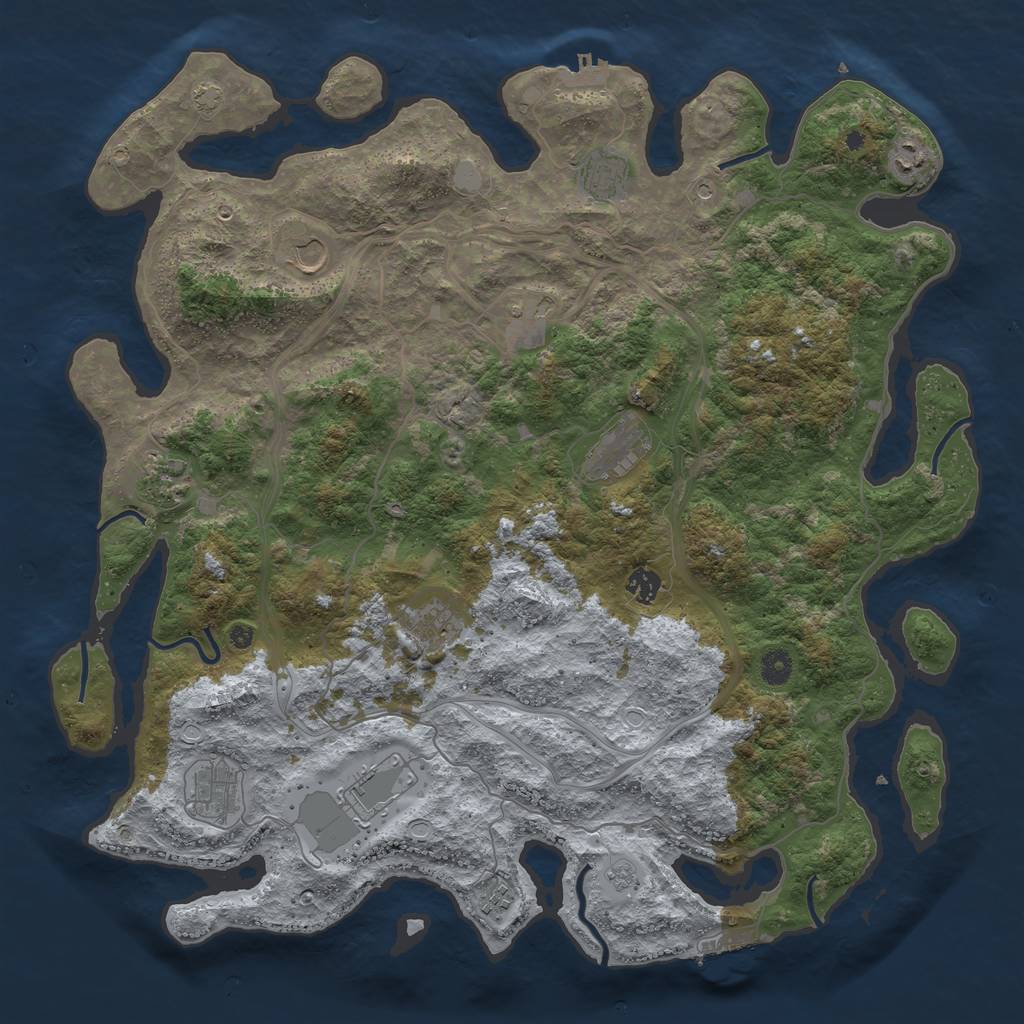 Rust Map: Procedural Map, Size: 4500, Seed: 11414, 19 Monuments