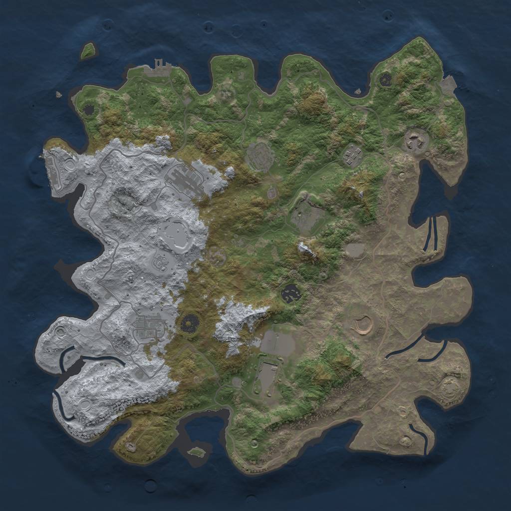 Rust Map: Procedural Map, Size: 4050, Seed: 1686679025, 16 Monuments