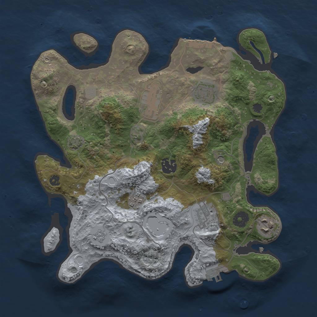 Rust Map: Procedural Map, Size: 3000, Seed: 29579, 14 Monuments