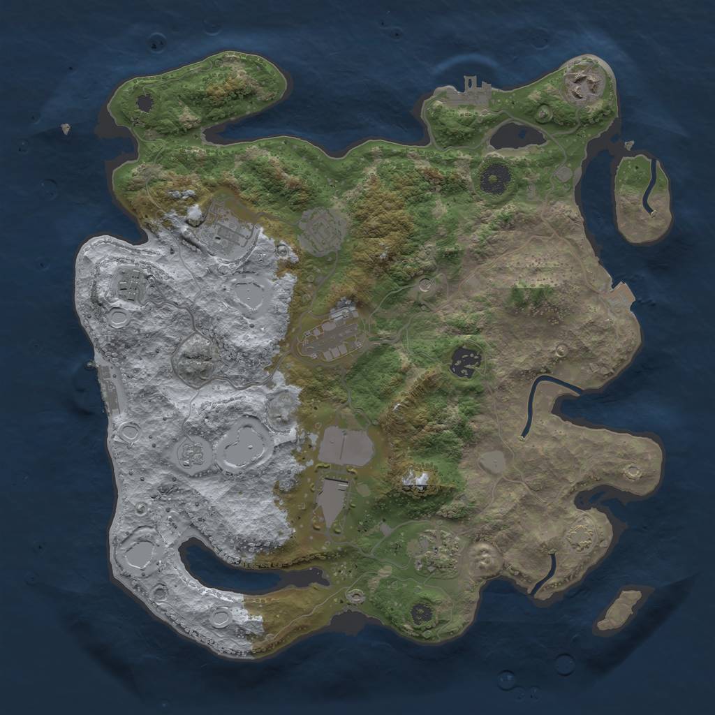 Rust Map: Procedural Map, Size: 3500, Seed: 59758710, 16 Monuments