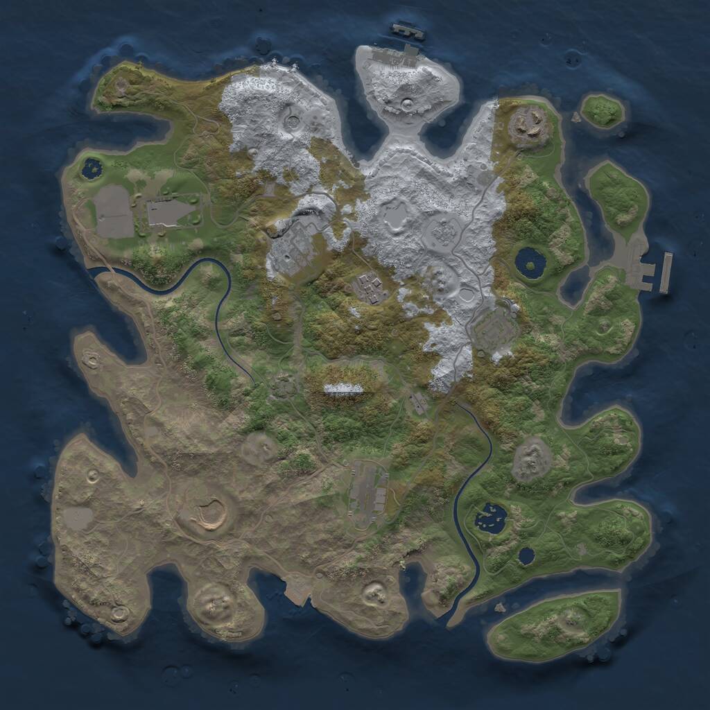 Rust Map: Procedural Map, Size: 3500, Seed: 2070543262, 14 Monuments