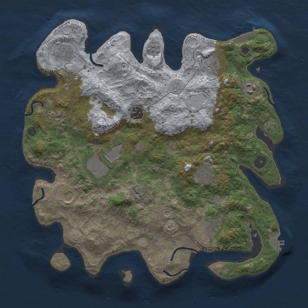 Rust Map: Procedural Map, Size: 3700, Seed: 629699, 18 Monuments