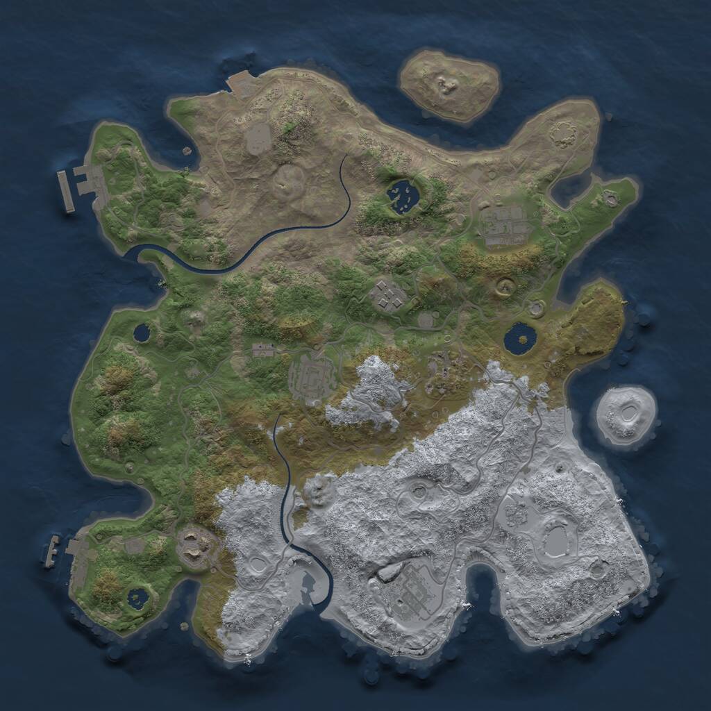 Rust Map: Procedural Map, Size: 3400, Seed: 39583785, 13 Monuments
