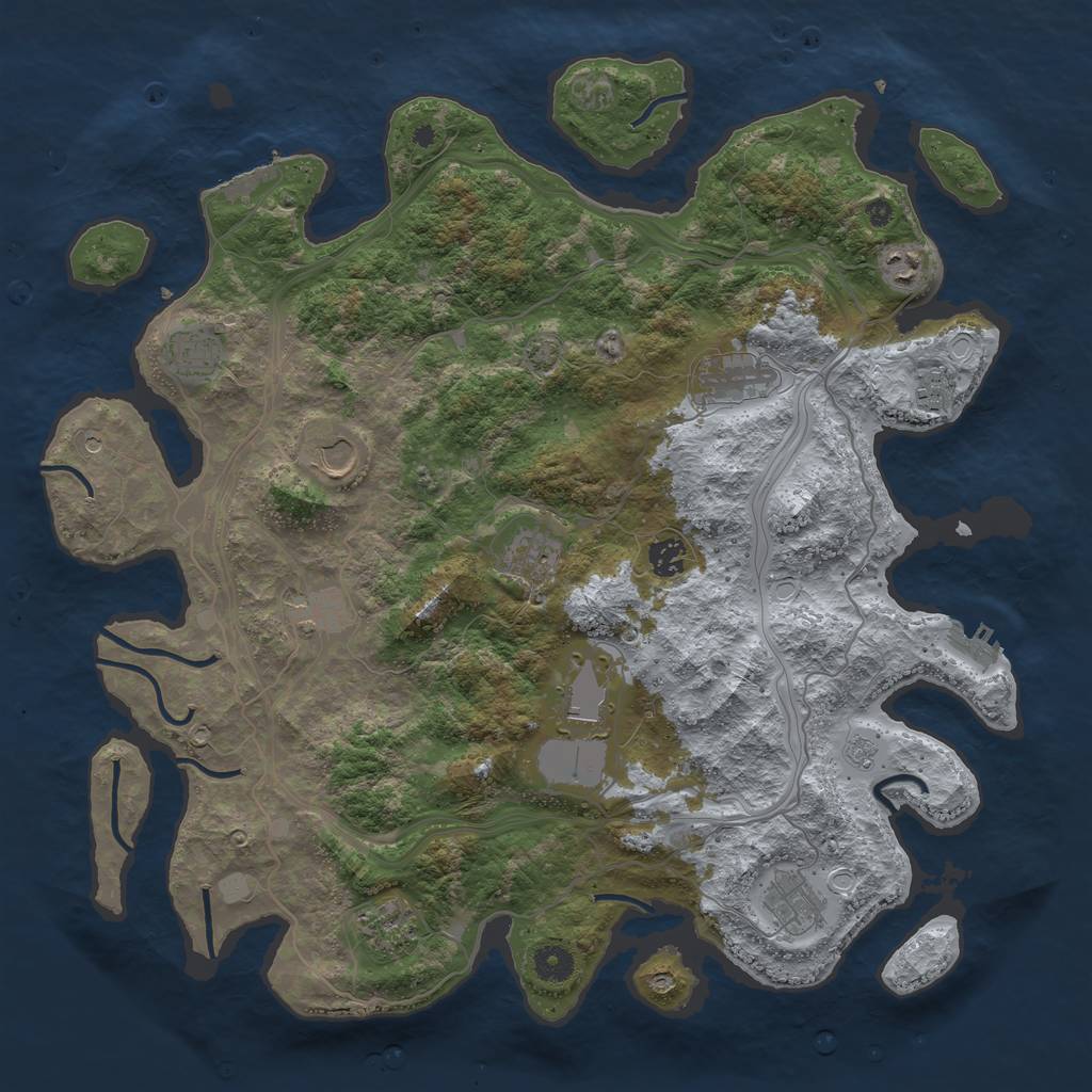 Rust Map: Procedural Map, Size: 4250, Seed: 840698423, 19 Monuments