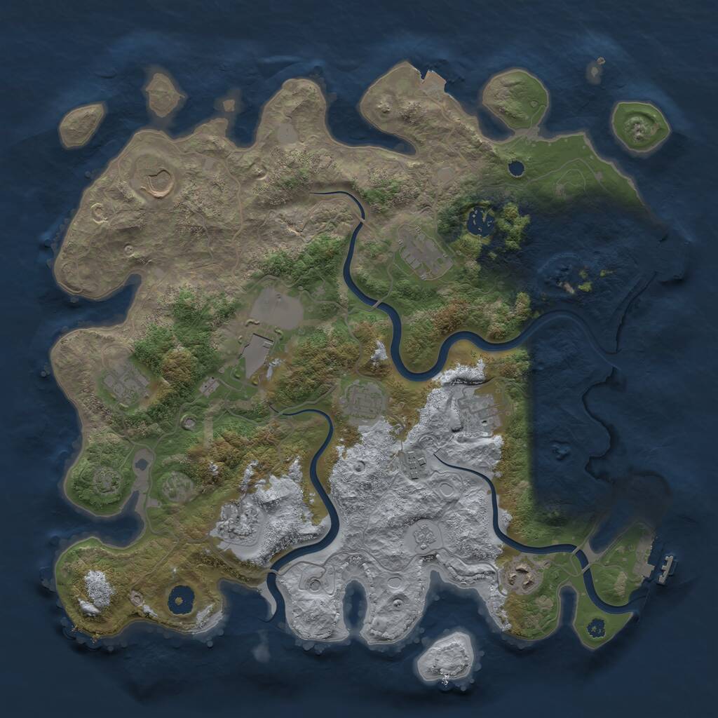 Rust Map: Procedural Map, Size: 3850, Seed: 31461123, 16 Monuments