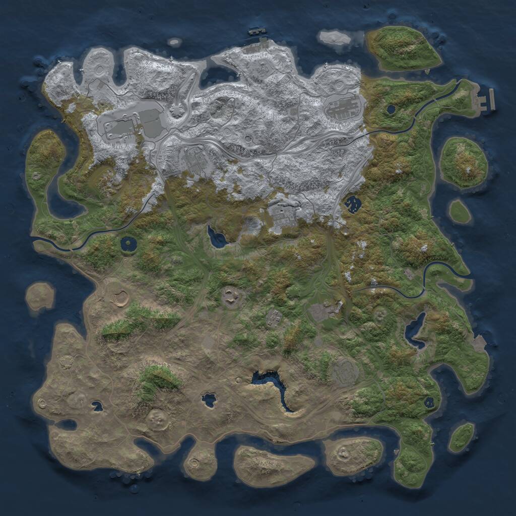 Rust Map: Procedural Map, Size: 4800, Seed: 1975164870, 17 Monuments
