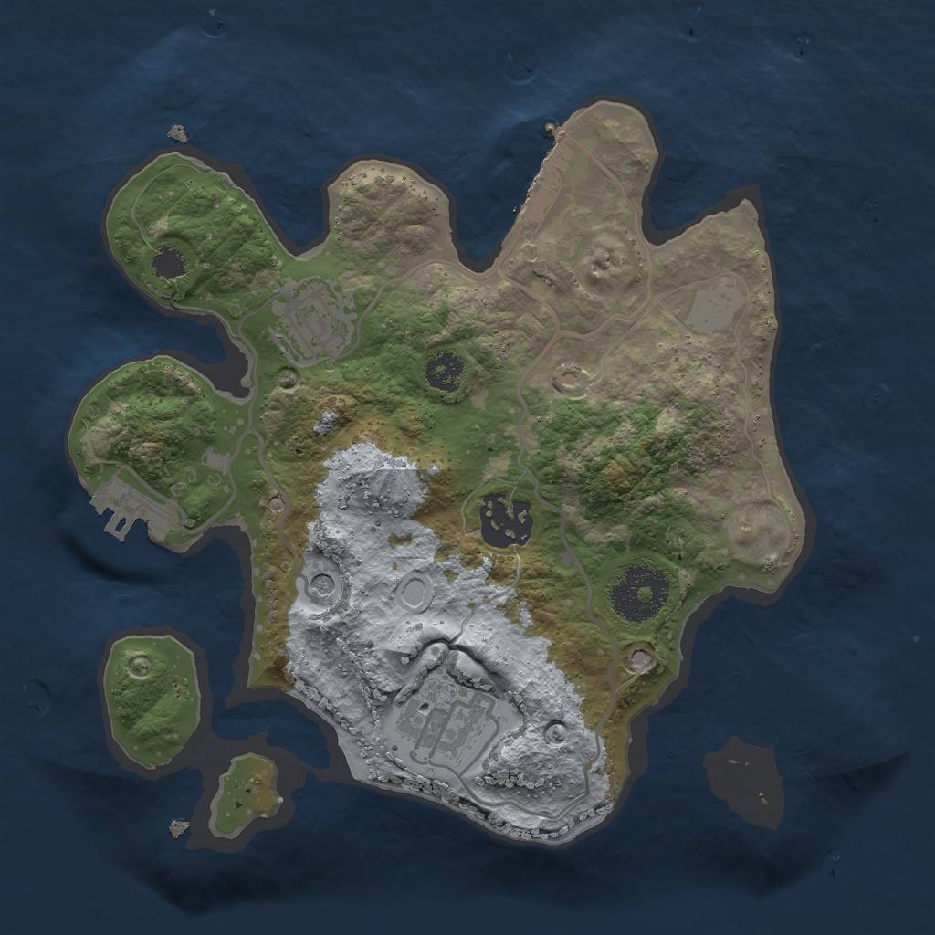 Rust Map: Procedural Map, Size: 2500, Seed: 407413814, 9 Monuments