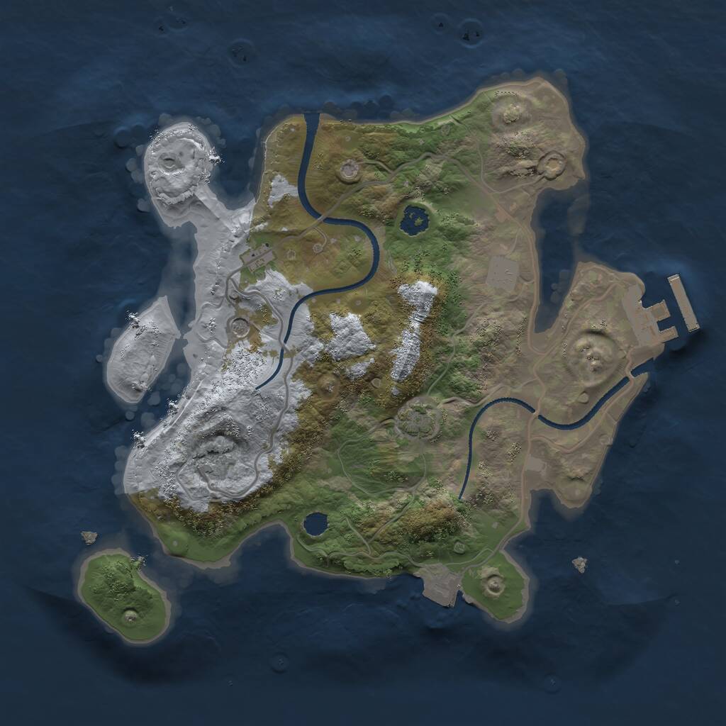 Rust Map: Procedural Map, Size: 2500, Seed: 178432702, 4 Monuments