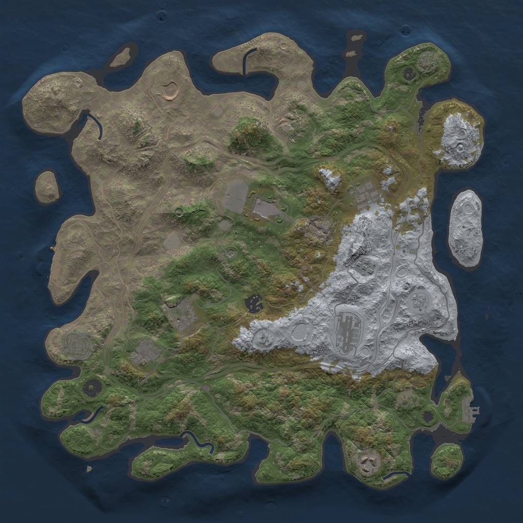 Rust Map: Procedural Map, Size: 4250, Seed: 629675558, 19 Monuments