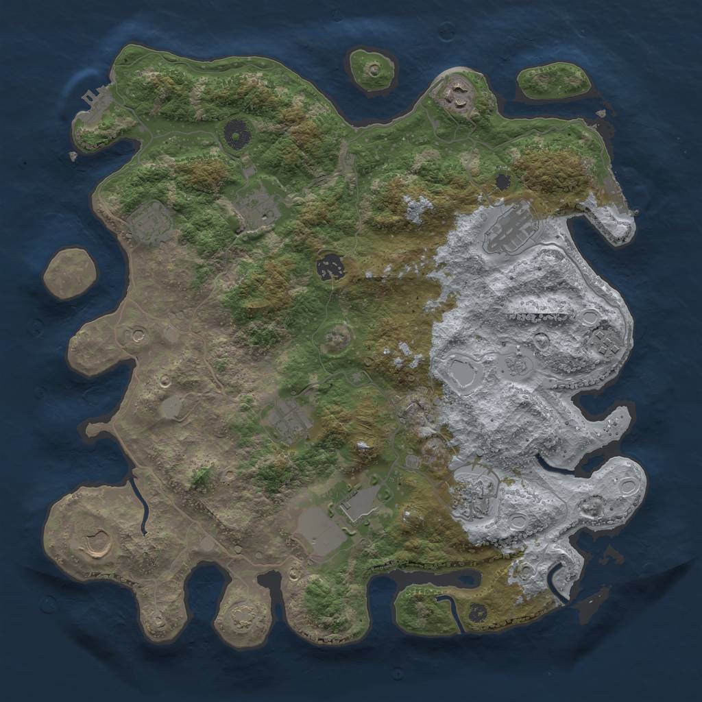 Rust Map: Procedural Map, Size: 3800, Seed: 654, 18 Monuments
