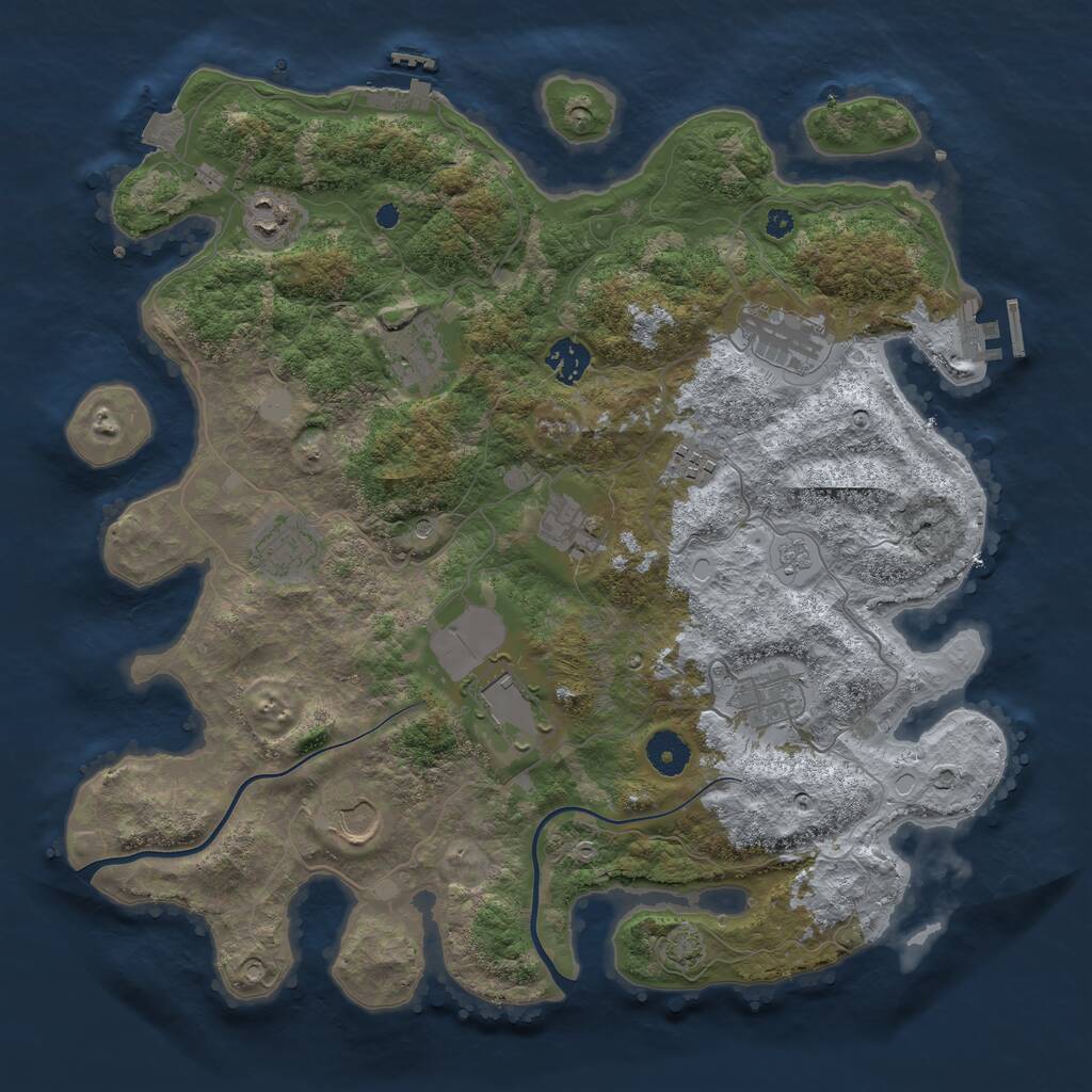 Rust Map: Procedural Map, Size: 3800, Seed: 654, 16 Monuments