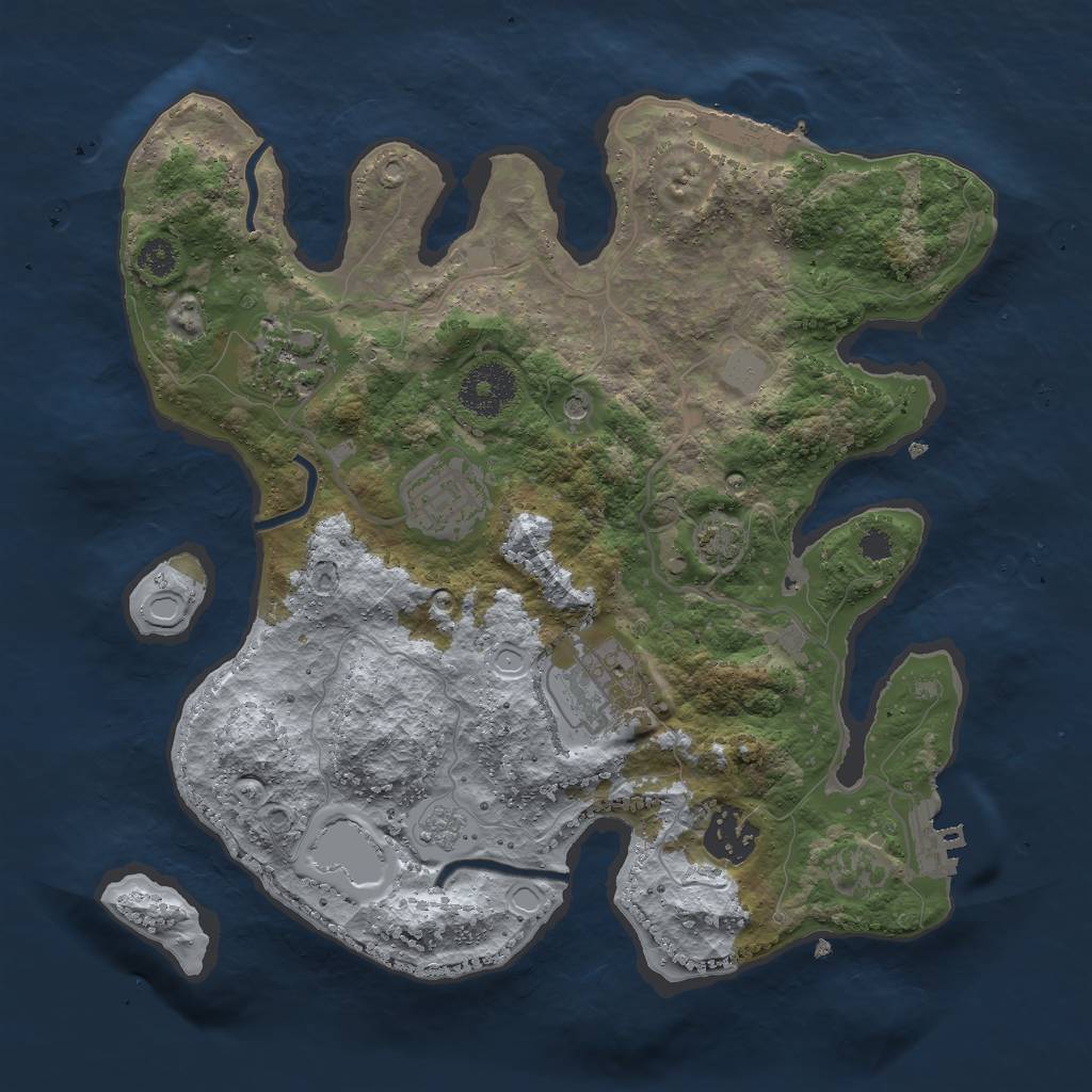Rust Map: Procedural Map, Size: 3000, Seed: 1405564360, 12 Monuments