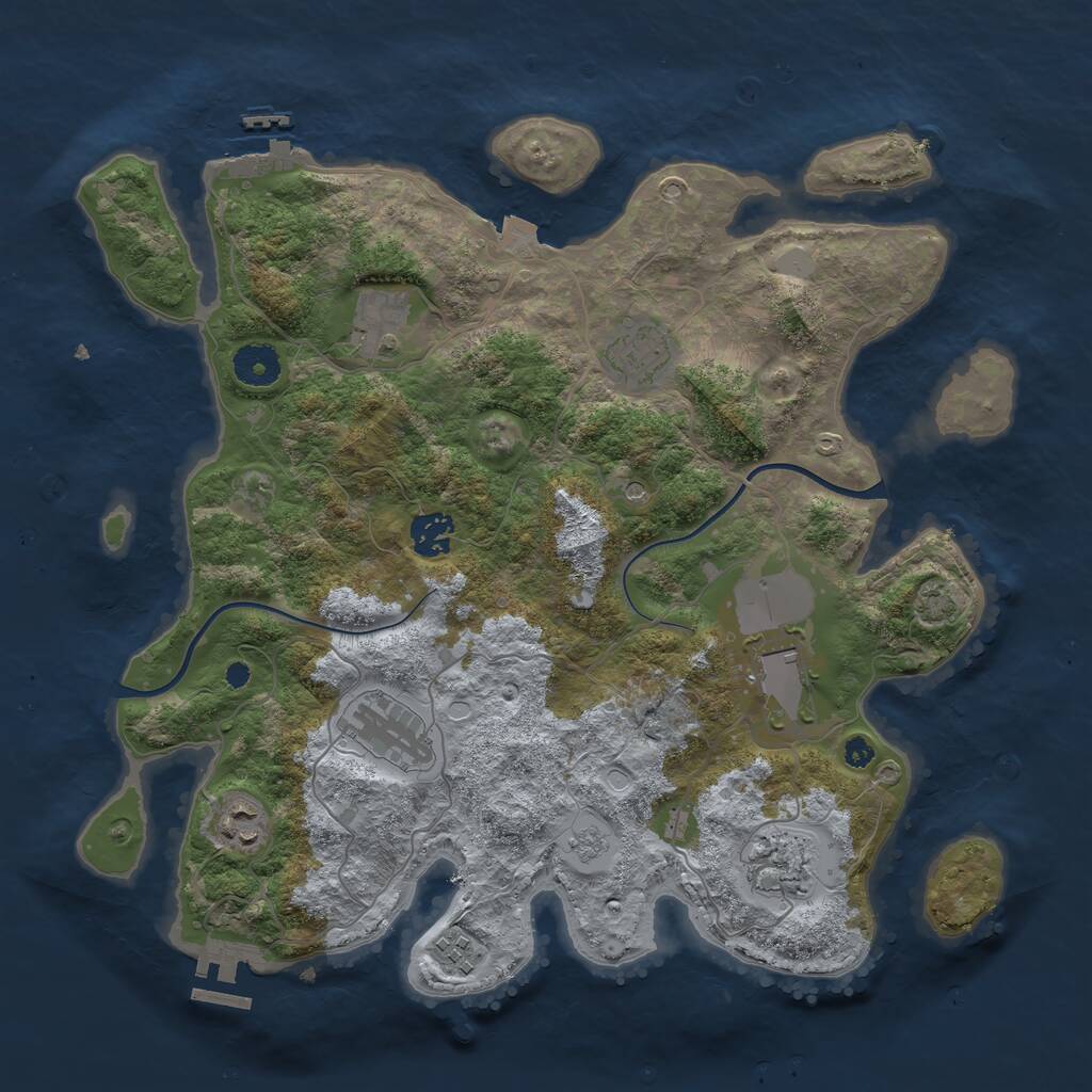 Rust Map: Procedural Map, Size: 3650, Seed: 71430040, 14 Monuments