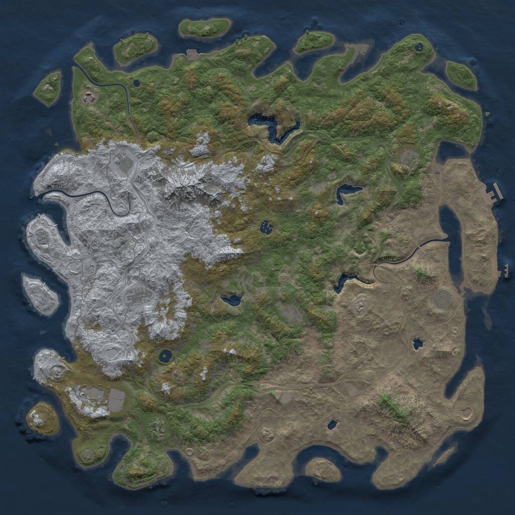 Rust Map: Procedural Map, Size: 6000, Seed: 953027777, 17 Monuments