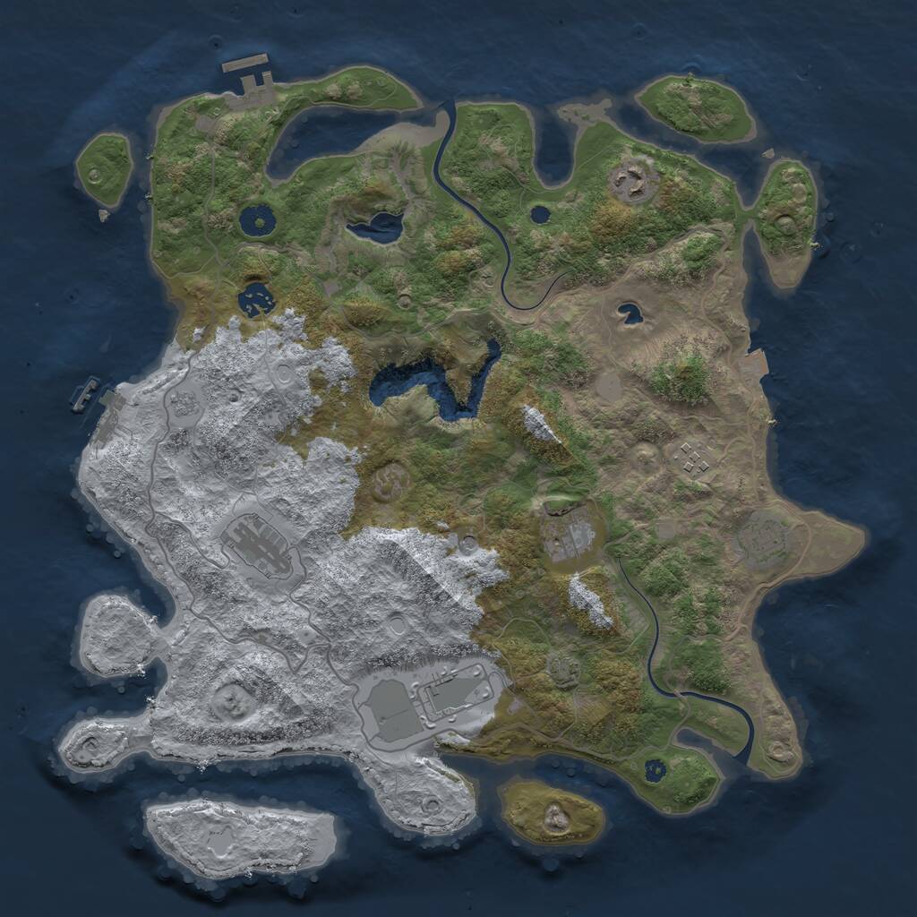 Rust Map: Procedural Map, Size: 4000, Seed: 76767676, 13 Monuments