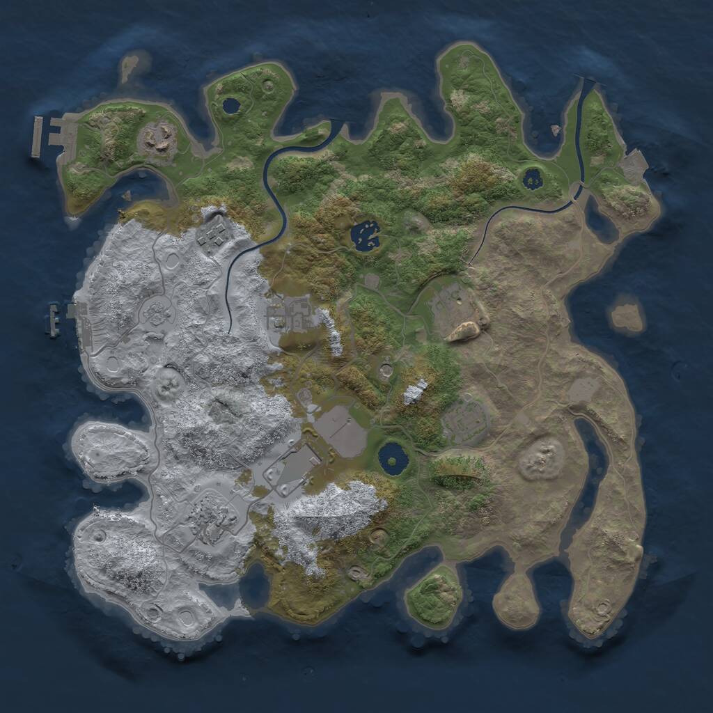 Rust Map: Procedural Map, Size: 3500, Seed: 783091481, 13 Monuments