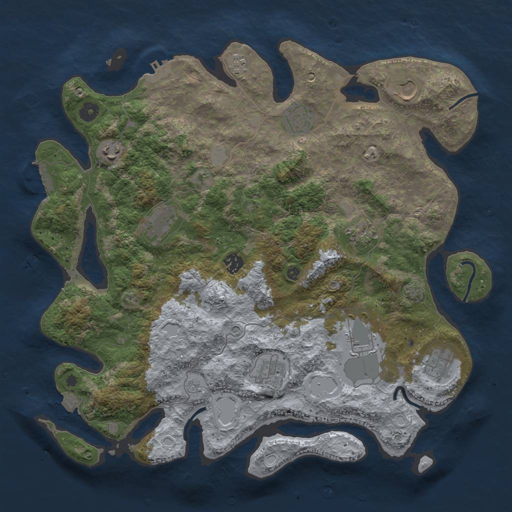 Rust Map: Procedural Map, Size: 3950, Seed: 868894015, 18 Monuments