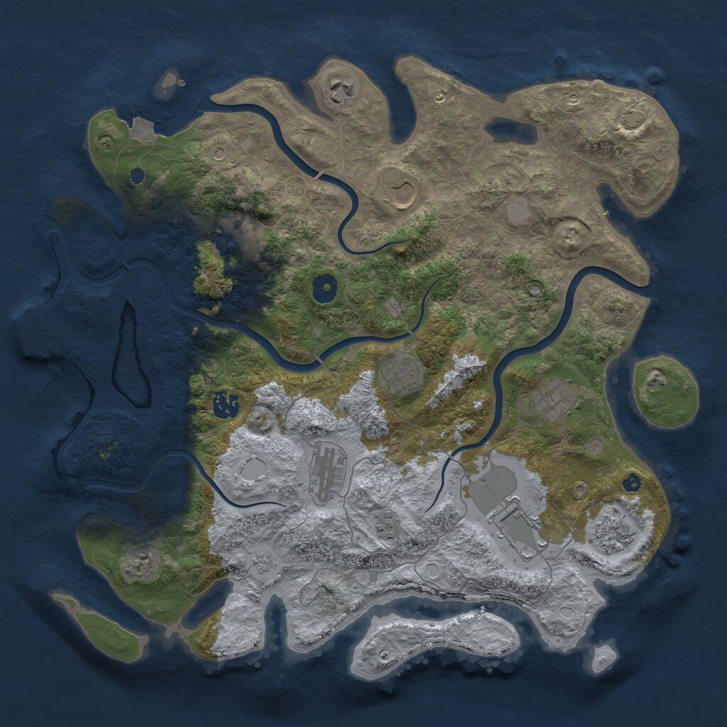 Rust Map: Procedural Map, Size: 3950, Seed: 868894015, 15 Monuments