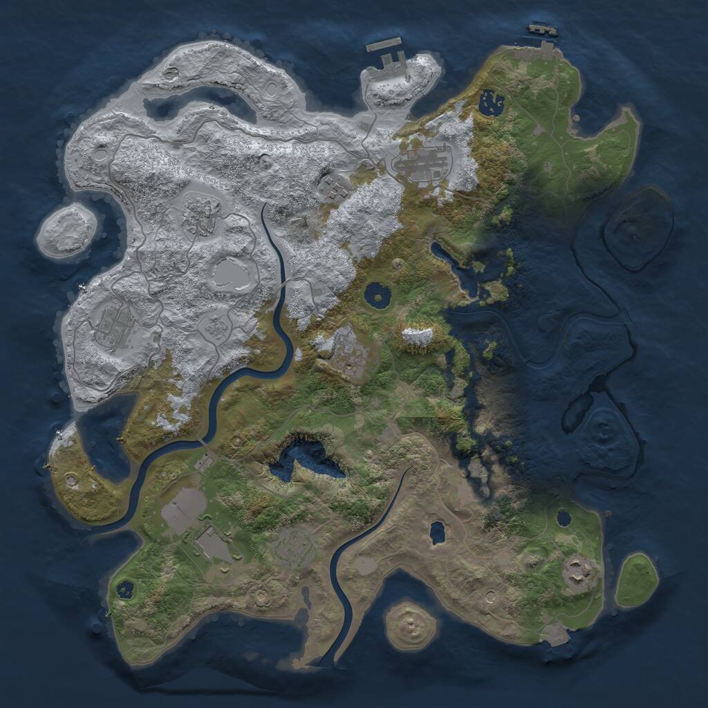 Rust Map: Procedural Map, Size: 4000, Seed: 23412, 16 Monuments