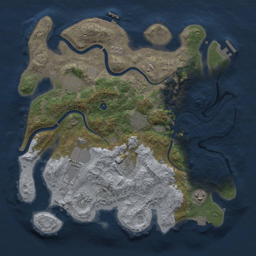 Rust Map: Procedural Map, Size: 3500, Seed: 262438315, 13 Monuments