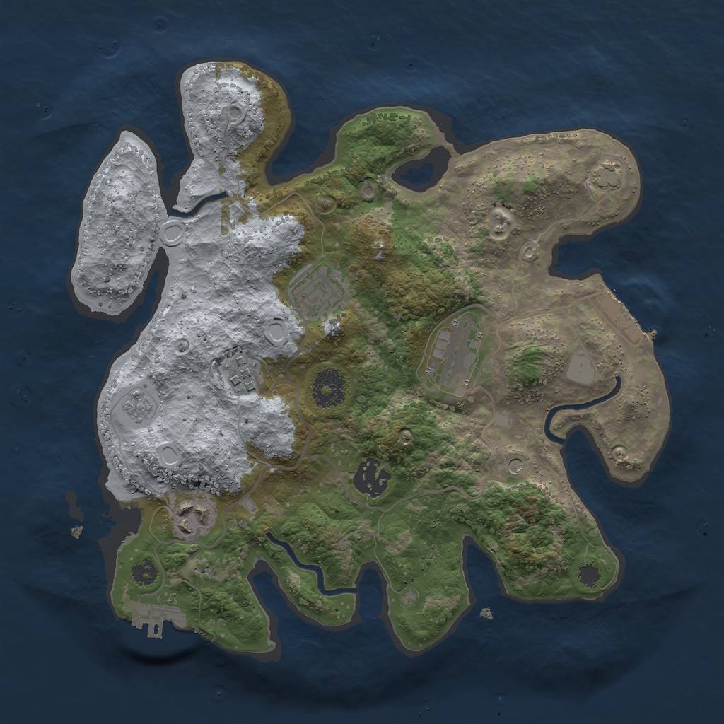 Rust Map: Procedural Map, Size: 3000, Seed: 2104463536, 13 Monuments