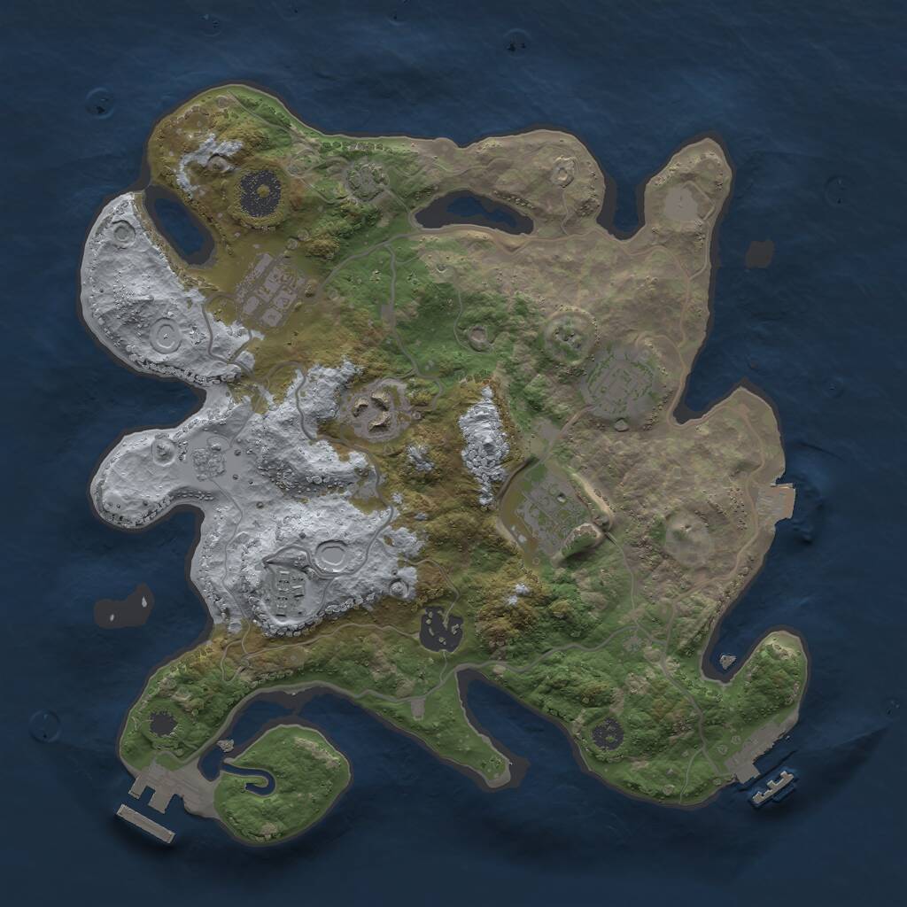 Rust Map: Procedural Map, Size: 3000, Seed: 552695598, 11 Monuments