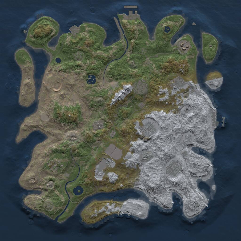 Rust Map: Procedural Map, Size: 3750, Seed: 71318935, 16 Monuments