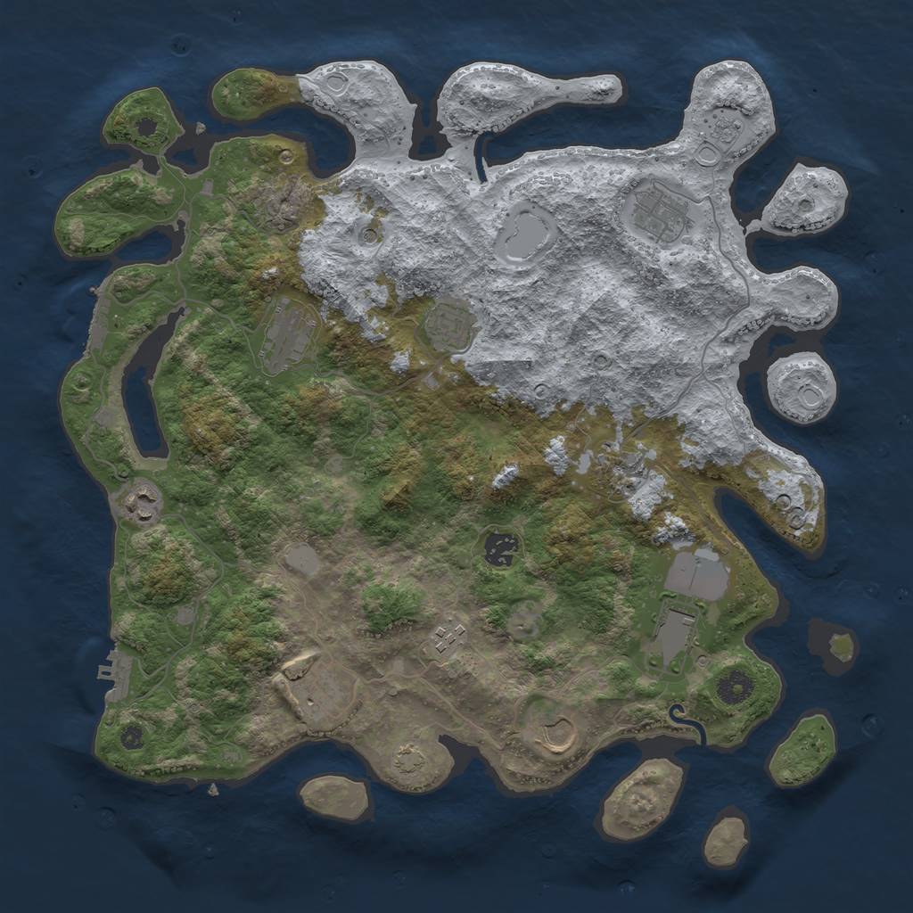 Rust Map: Procedural Map, Size: 3950, Seed: 30507096, 18 Monuments