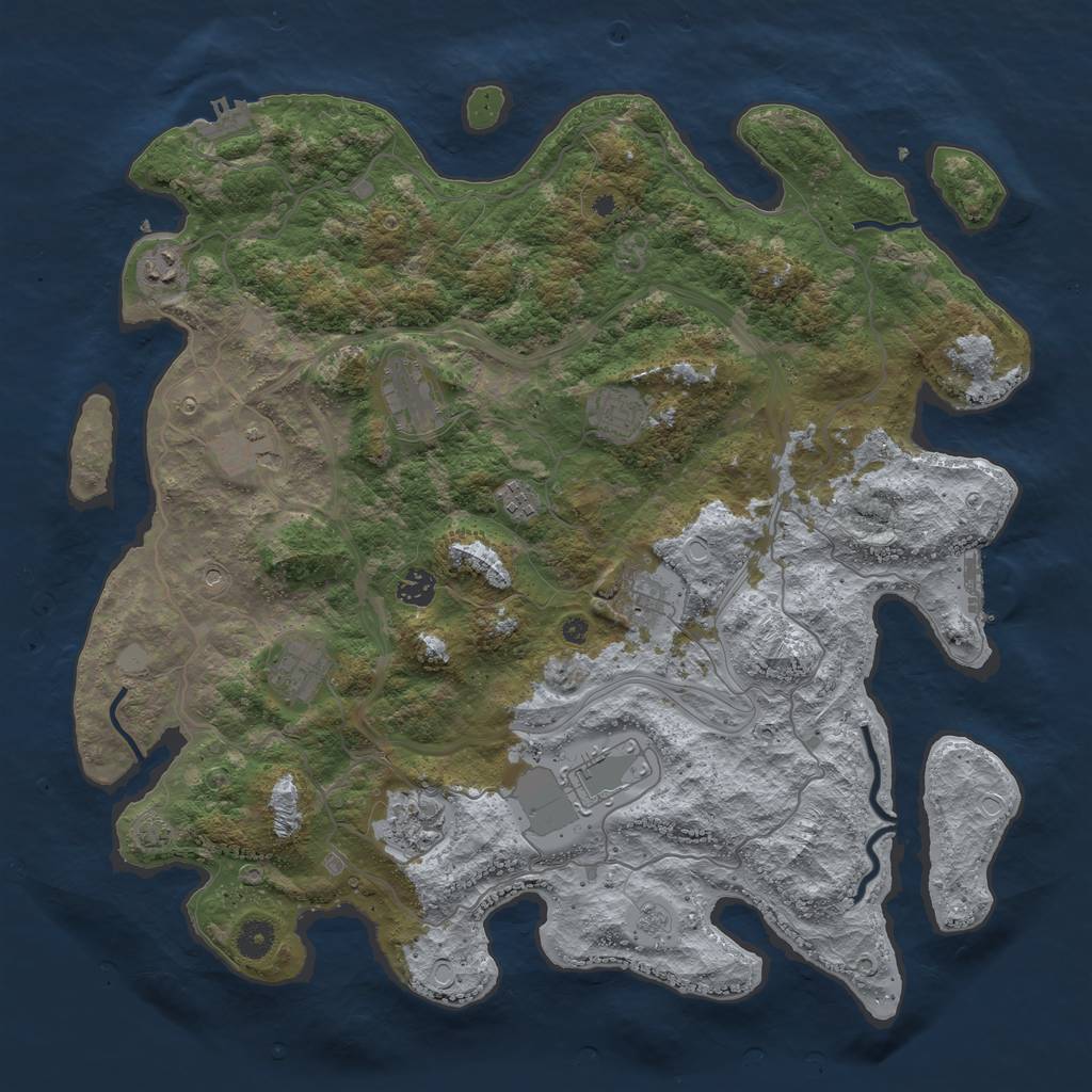 Rust Map: Procedural Map, Size: 4300, Seed: 61338520, 18 Monuments