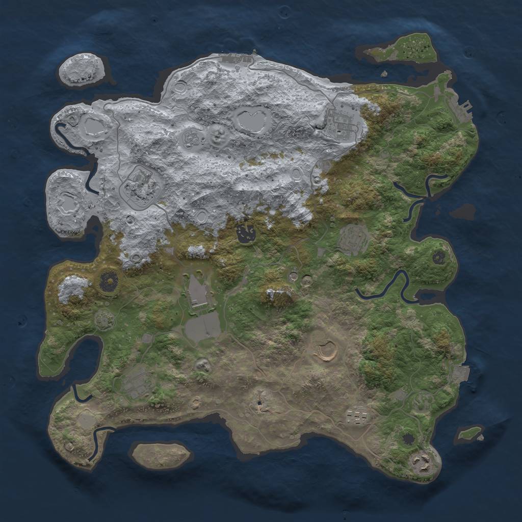 Rust Map: Procedural Map, Size: 3900, Seed: 47413617, 17 Monuments