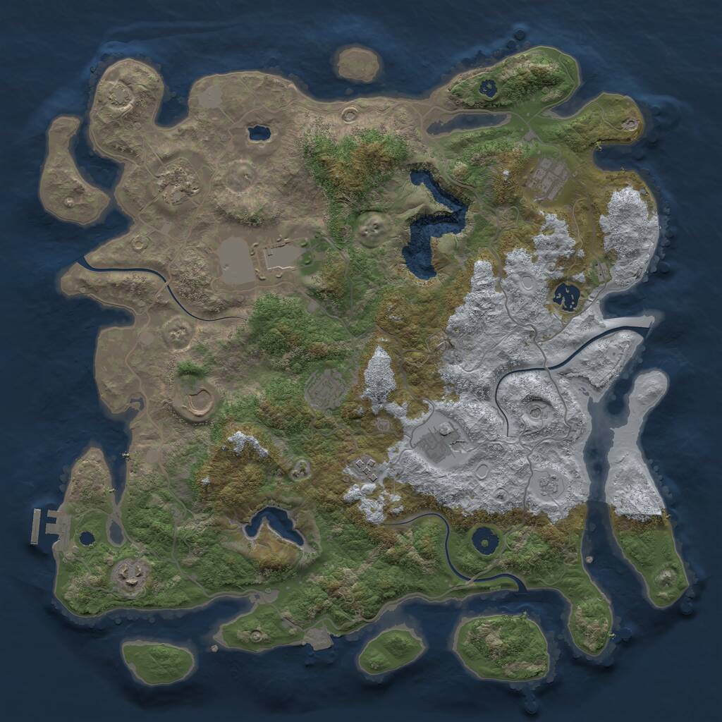Rust Map: Procedural Map, Size: 4100, Seed: 46040990, 14 Monuments