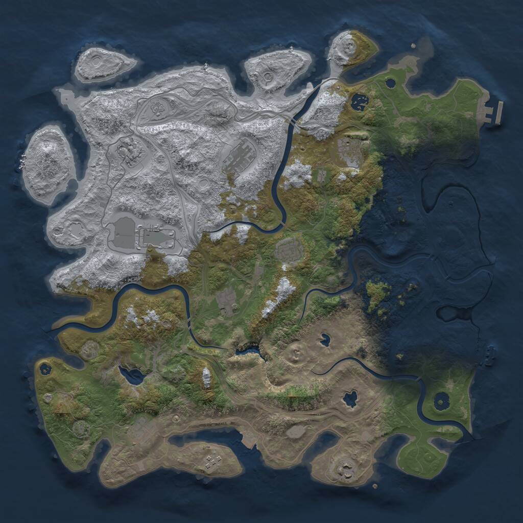 Rust Map: Procedural Map, Size: 4500, Seed: 191787263, 16 Monuments
