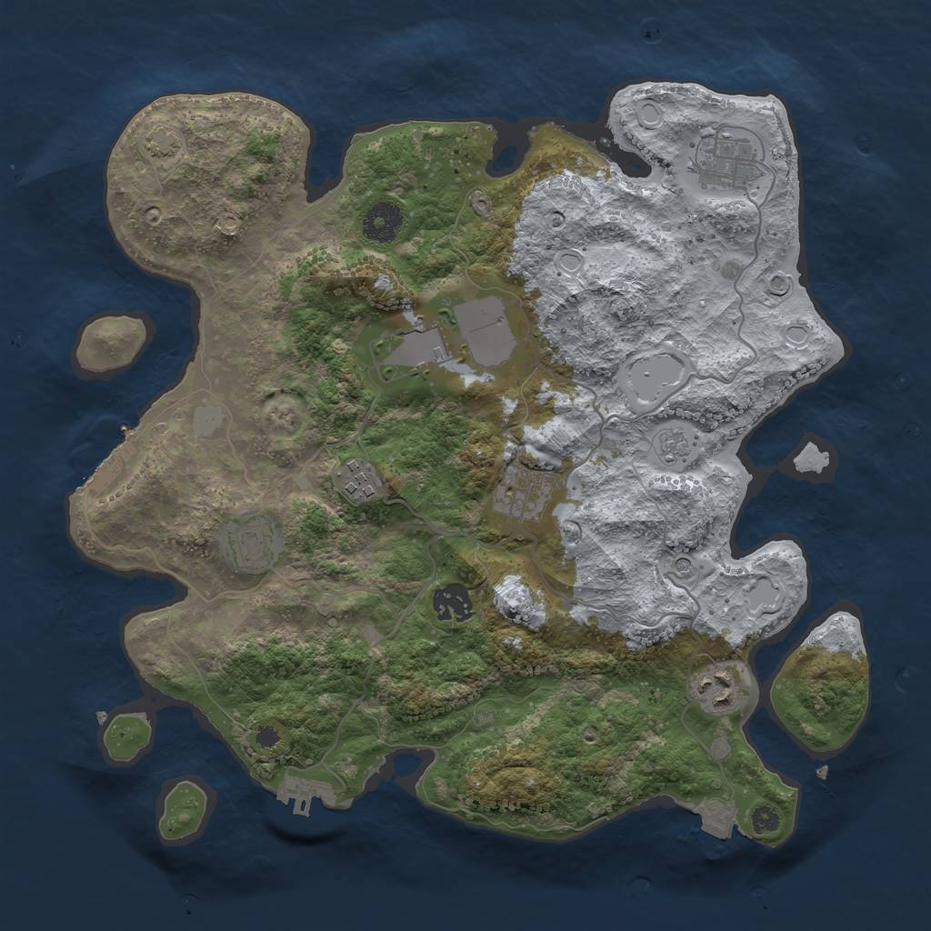 Rust Map: Procedural Map, Size: 3500, Seed: 5809143, 15 Monuments