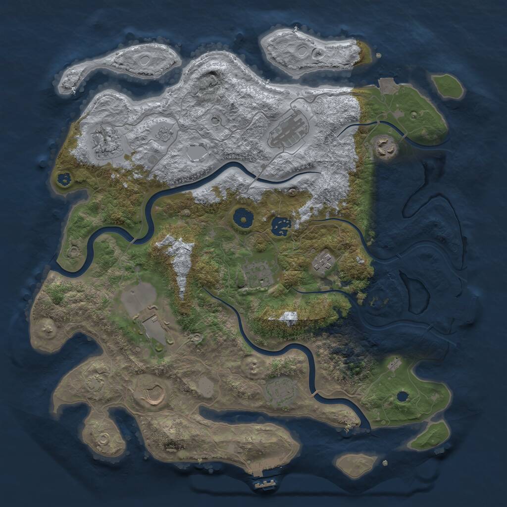 Rust Map: Procedural Map, Size: 3800, Seed: 21082928, 15 Monuments