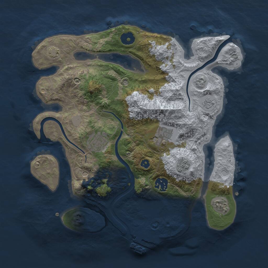 Rust Map: Procedural Map, Size: 3000, Seed: 49561, 9 Monuments