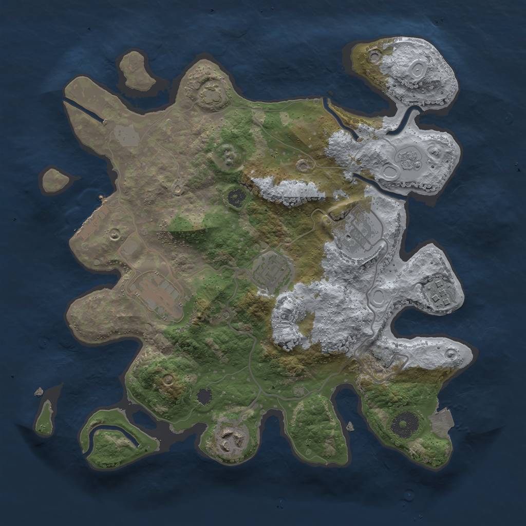 Rust Map: Procedural Map, Size: 3000, Seed: 733427090, 11 Monuments