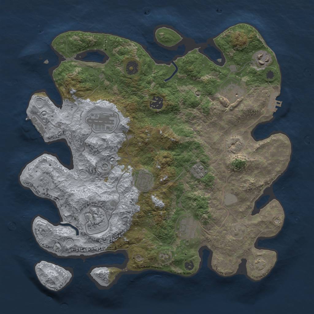 Rust Map: Procedural Map, Size: 3450, Seed: 6196519, 16 Monuments