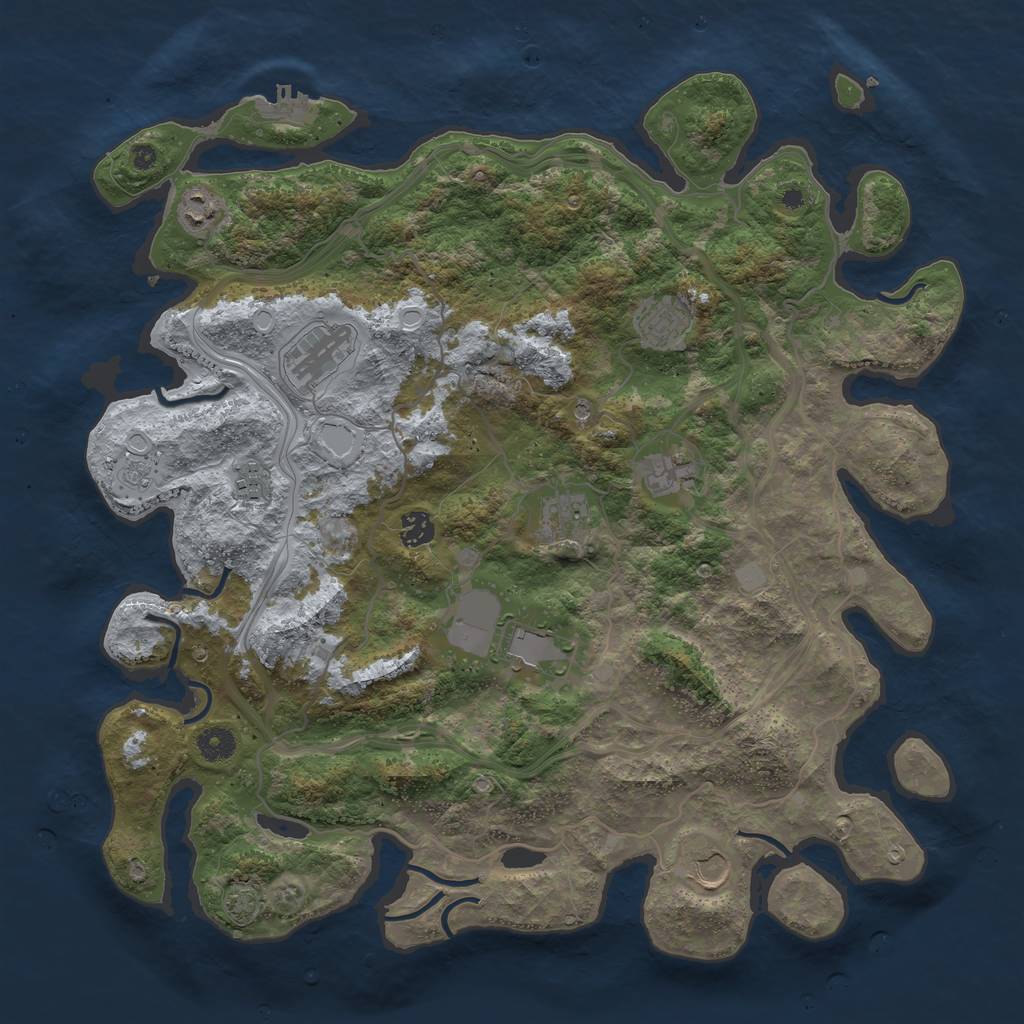 Rust Map: Procedural Map, Size: 4250, Seed: 388512637, 16 Monuments
