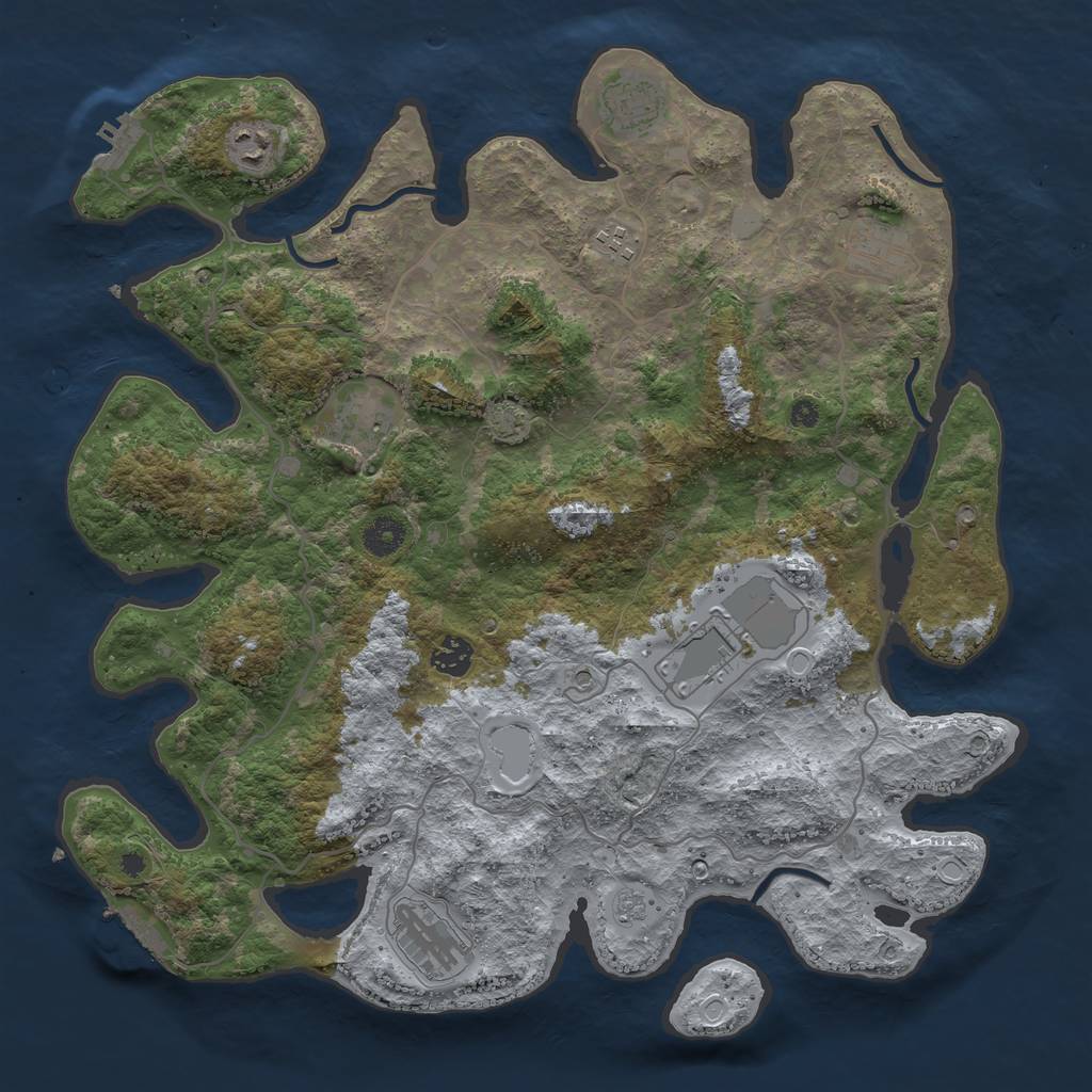 Rust Map: Procedural Map, Size: 4000, Seed: 968370241, 16 Monuments