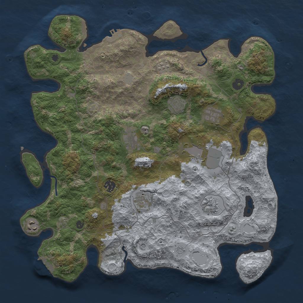 Rust Map: Procedural Map, Size: 4000, Seed: 1402251960, 17 Monuments